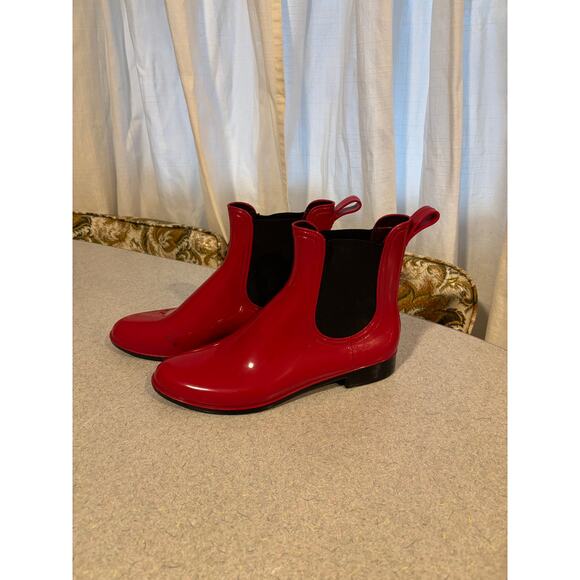 Pre-loved Red Women's ankle rain booties Size 9 - Picture 2 of 12